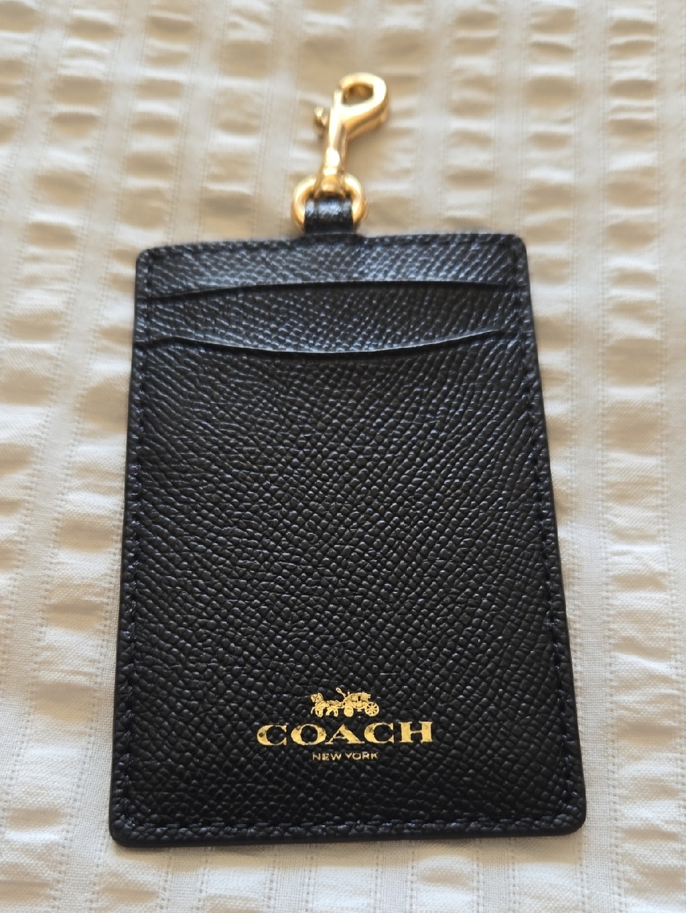 COACH Black Pebbled Leather I.D./Card Holder F57311